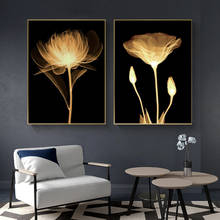 Light Yellow Flowers Canvas Paintings Abstract Flowers on Black Groud Wall Art Posters Modern Art Pictures for Living Room Decor 2024 - buy cheap