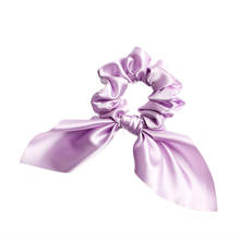 Solid Color Satin Hair Schrunchy For Women 2020 New Year Bunny Ear Hair Scrunchy Girls Korean Hair Rope With Knot 2024 - buy cheap