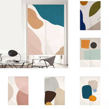 Morandi-cortina de tela para puerta de cocina, baño, cortina de partición geomática, cortina de medio Panel, decoración del hogar 2024 - compra barato