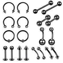 20pc/set Stainless Steel Body Piercing Jewelry Simple Punk Nose Rings Stud Lip Tongue Eyebrow Navel Belly Piercing Set Shellhard 2024 - buy cheap