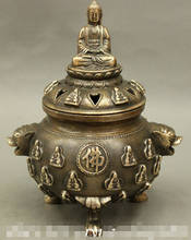 Incensário budista em bronze shakyamuni, 6 polegadas, cabeça de leão, estátua, queimador de incenso, entrega rápida 2024 - compre barato