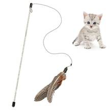 1pc Cat Teaser Wand Fake Feather Bell Decor Cat Interactive Toy Cat Training Toy Pet Supplies 2024 - купить недорого