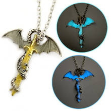 Man Fashion Vintage Jewelry Glow In The Dark Chain Necklaces Luminous Sword Dragon Pendant Necklace For Mens Punk Jewellery 2024 - buy cheap