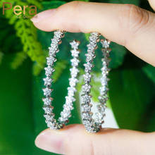 Pera Romantic Shining CZ Stone Elegant Silver Color Big Loop Circle Lucky Star Link Hoop Earrings for Women Wedding Jewelry E512 2024 - buy cheap