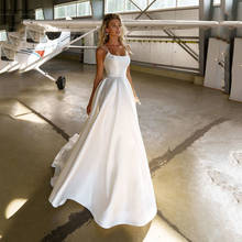 UZN Boho A-LINE Wedding Dress Backless Spagetti Straps Beading Bridal Gowns Russia Elegant Simple Satin Brides Dress Custom Made 2024 - buy cheap