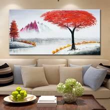 Artirx pinturas a óleo de paisagem vermelha, pintada à mão em tela, arte abstrata moderna, imagem de parede para decoração de casa, sala de estar 2024 - compre barato
