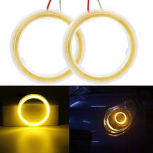 1 par de lâmpadas de anjo para carro, halo circular de 12v, luzes diurnas amarelas 60/70/80/90/100/110/120/130mm, luz para carro 2024 - compre barato