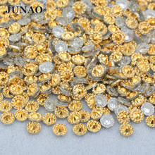 JUNAO 4 5 6 mm Gold Flower Non Hotfix Rhinestones Beads Flat Back Resin Crystal Stone Glue On Strass Applique For Nail Art Decor 2024 - buy cheap