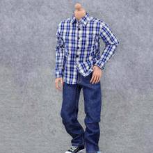 1/6 масштабная повседневная мужская солдатская клетчатая рубашка с синим джинсовым ремнем для 12 дюймов, Мужская солдатская фигурка, игрушка с капюшоном 2024 - купить недорого
