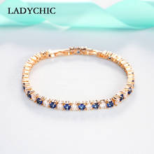 Ladychic pulseira de zircão natural, pulseira azul e cristal claro, joias de tênis para mulheres e homens, joias para casamento douradas lb1011 2024 - compre barato