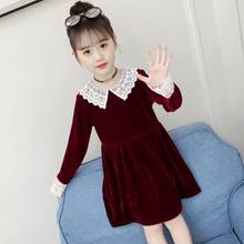 New Autumn Winter Princess Lace Velvet Dress Girl Clothes Kids Party Dresses For Girls Long Sleeve Baby Toddler Teenage Vestidos 2024 - buy cheap
