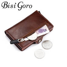 BISI GORO New 2021 Short RFID Blocking Card Wallet PU Leather Card Holder Money Bag Safety Multifunctional Card Case Cion Purse 2024 - buy cheap