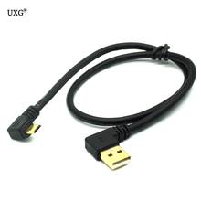 Cable USB 100 a Micro USB macho, accesorio dorado de ángulo recto, sincronización de datos y extensión de carga, 15CM, 50cm, 2,0 cm, corto de 90 grados 2024 - compra barato