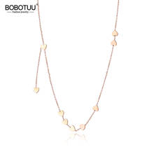 BOBOTUU creativo amor corazón cadena y enlace collares joyería titanio acero rosa oro gargantillas Collar para mujeres collar BN18051 2024 - compra barato