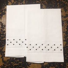 Set of 12  14x22"Embroidered dots Handkerchief Towels White Linen Hankies For Special Occasions 2024 - buy cheap