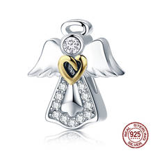 Guardian Angel Dazzling CZ Pendant fit Original 3MM Charm Bracelet Beads 925 Sterling Silver Jewelry Gift Making Accessories 2024 - buy cheap