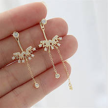 2020 New Arrival Metal Vintage Geometric Zircon Tassel Dangle Earrings For Women Students Fashion Crystal Pendant Jewelry 2024 - buy cheap