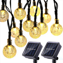 Lâmpadas bola de cristal à prova d'água ip65 50 leds, 10m lâmpadas tipo contos de fadas solares para exteriores, jardim, guirlandas, decoração de natal 2024 - compre barato