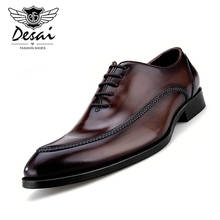 Zapatos de cuero genuino de lujo para hombre, calzado Formal de Punta puntiaguda, de negocios, estilo británico, hecho a mano, novedad de 2021 2024 - compra barato