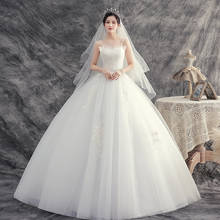 Vestido de noiva bordado plus size, vestido de casamento para futura esposa com laço, 2020 2024 - compre barato