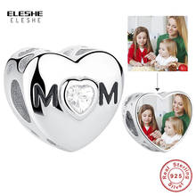 925 Sterling Silver Custom Photo Heart Charm Forever Love Mom CZ Beads Fit Original Charm Bracelet DIY Jewelry Mother's Day Gift 2024 - buy cheap