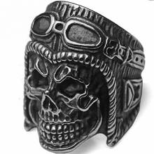 Кольцо на палец с локомотивным черепом из нержавеющей стали, регулируемое кольцо в стиле панк, хип-хоп, модное кольцо 2024 - купить недорого