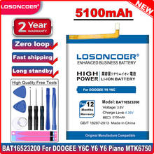 Losoncoer bateria de telefone móvel de boa qualidade 5100mah bat16523200 para doogee y6 y6c y6 piano mtk6750 octa core bateria 2024 - compre barato