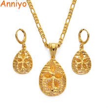 Anniyo-Conjunto de collar y pendientes de Arabia Saudita, joyería africana de Color dorado para fiesta, novia árabe, conjunto de joyería Etíope para boda #042702 2024 - compra barato