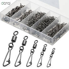 DONQL 100Pcs/Box Bearing Fishing  Connector Accessorie 4# 6# 8# 10# 12# Barrel Swivels Stainless Steel Rolling Connector Fishing 2024 - buy cheap