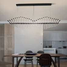 Lustre moderno de teto com luzes led, luminária pendente estilo nórdico, preto/branco, para escritório, sala de estar, casa, sala de jantar, bar 2024 - compre barato