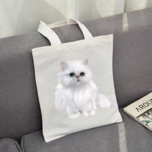 Sacola de lona de desenhos animados original gato, sacola de logotipo ecológico personalizada, sacola de compras reutilizável, bolsa de algodão, sacola de reciclagem, impressão 3d 2024 - compre barato