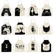 Kitchen Apron Cat Printed Cotton Linen Advertising Aprons Bibs for Women Men Children Home Cleaning Tools Work Aprons Uniforms 2024 - buy cheap