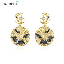 LUOTEEMI-pendientes de gota clásicos de luna y estrella para mujer, joyería de moda de animales de murciélago, aretes colgantes redondos Vintage, regalos de navidad 2024 - compra barato