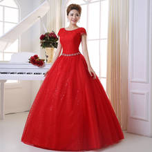 Vestido de noiva vermelho, versão coreana, vestido de baile para casamento, para verão, nova moda para noiva e futura 2024 - compre barato
