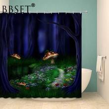 Cortina de chuveiro fantasia de floresta, flor, cogumelo, padrão das bruxas, à prova d'água, vários tamanhos, decoração de banheiro 2024 - compre barato