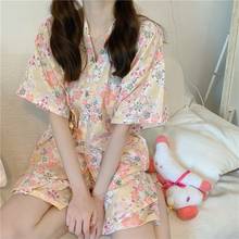 Ropa de dormir de moda japonesa Kawaii para mujer, Kimono Vintage Yukata con estampado Floral, conjuntos de pijamas holgados informales para el hogar de verano 2024 - compra barato
