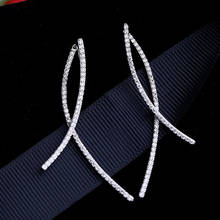 HUAMI Simple Line Crossing Earrings s925 Silver Needle January Gifts Jewelry for Women High Quality Temperament Earrings Bijoux 2024 - buy cheap