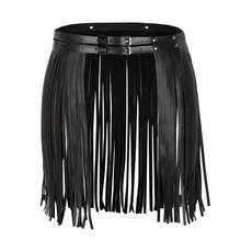 Women Girls Adjustable Faux Leather Waistband Fringe Tassel Skirt Belt for Pole Dance Clubwear Party Costumes Performance Skirt 2024 - buy cheap