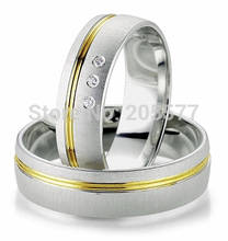 Anel de prata bicolor, estilo europeu, personalizado, de titânio, para noivado, casamento, para homens e mulheres 2024 - compre barato