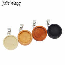 Julie Wang 4PCS Wood Round Cabochon Base Settings With Hooks Charms Blank Bezel Tray Jewelry Making Accessory Inner Size 12mm 2024 - buy cheap