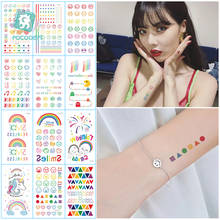 Tatuaje de arco iris colorido de la serie HyunA ins, pegatina para cara y mano, arte corporal encantador, tatuajes falsos temporales, tatuajes impermeables, 16 Uds. 2024 - compra barato