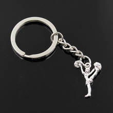 New Fashion Men 30mm Keychain DIY Metal Holder Chain Vintage Cheerleaders Cheering Dance 26x17mm Silver Color Pendant Gift 2024 - buy cheap