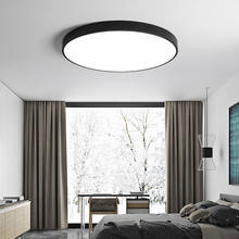Luminária de teto em parede com painel led, iluminação ultrafina preta para quarto, cozinha e sala de estar 2024 - compre barato