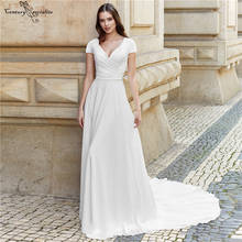 Simple Wedding Dresses with Sleeves Bridal Dress for Bride Plus Size Pleats Button A-LineBride Gowns Vestido De Noiva 2020 2024 - buy cheap