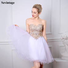 Sevintage Real Photos Appliques Lace Short Homecoming Dresses Lace Up Prom Gowns Crystal Princess Graduation Party Dress 2020 2024 - buy cheap
