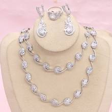 Conjuntos de joias de prata 925 para mulheres, brincos topázio branco, pulseira, pingente, colar, jóias de noiva 2024 - compre barato