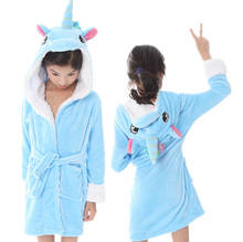 New Winter Big Boys Girls Bath Robe Children Unicorn Hooded Flannel Pajamas Lengthen Bathrobes for Teenage Boy Cartoon Pajamas 2024 - buy cheap