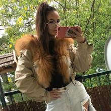 Winter New Women Bomber Jacket Detachable Lamb Fur Liner Real Fur Parka With Natural Fox Fur Collar Hood Short Coat 2024 - buy cheap