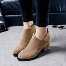 Shoes For Women Boots High Heels Ankle Boots Fashion Lady Autumn Chunky Heel PU Leather Short Boots Shoes Female Shoes Size 4-8 2024 - buy cheap