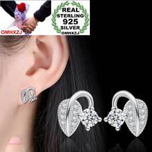 OMHXZJ-pendientes de plata de ley 925 con forma de hoja para mujer, aretes pequeños, plata esterlina, Circonia cúbica, zirconia, circonita, estilo Kpop OL 2024 - compra barato